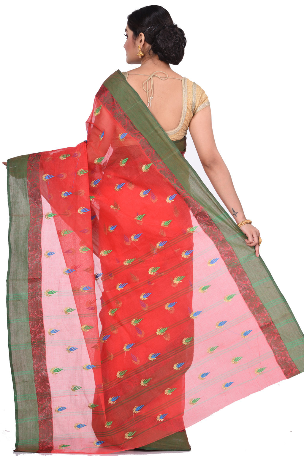 Red Pure Cotton Dip_Embro Tant Embroidery (663)